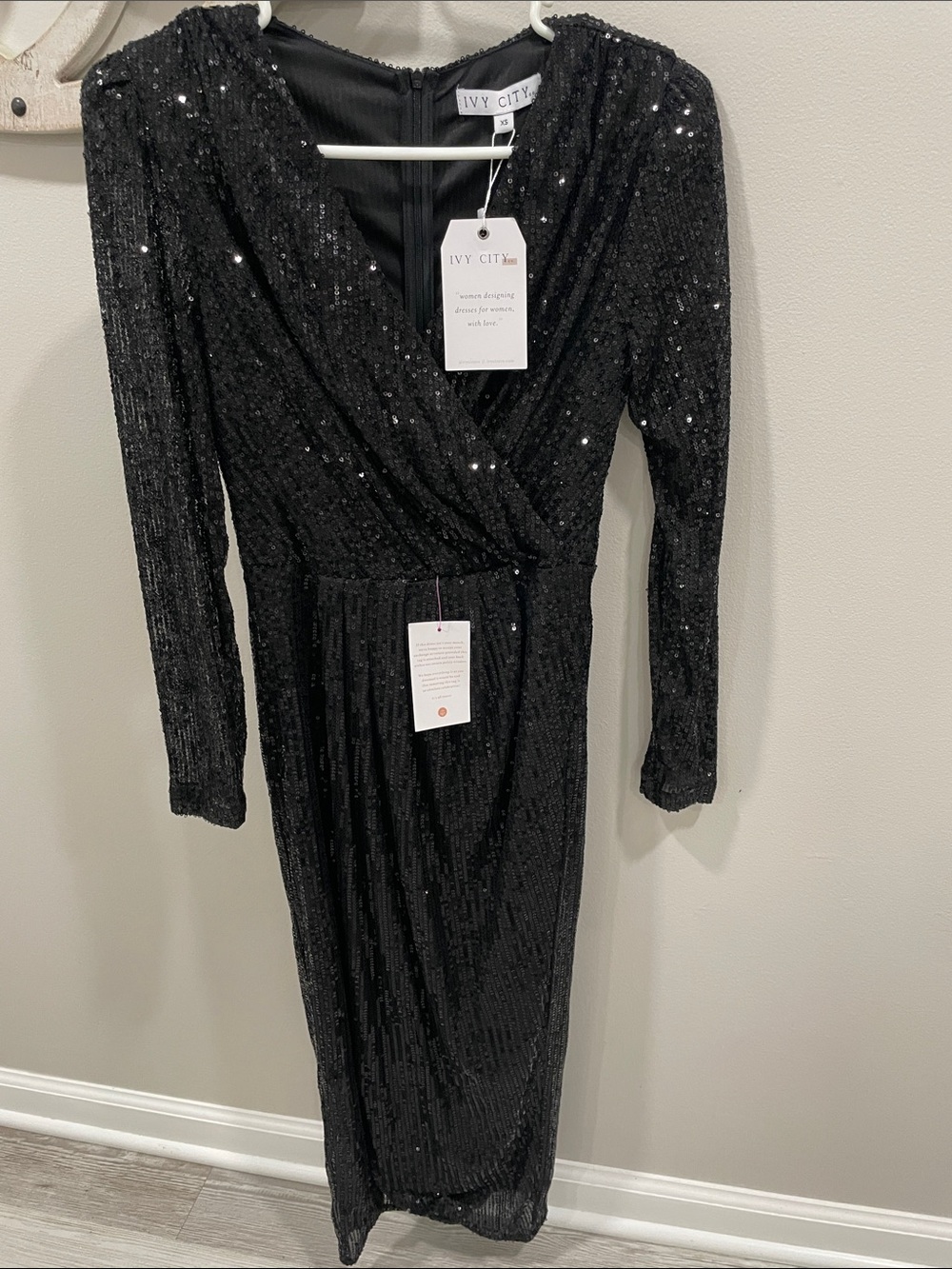 Women’s sequined wrap front evening dress | Ivy City Co.